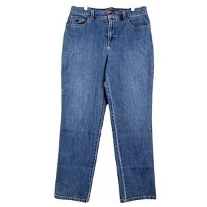 Gloria Vanderbilt Women's Blue Denim Jeans Size 12S High Rise Stretch Ankle Leg